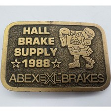Abex EXL Brakes Hall Brake Supply Belt Buckle 1988 Vintage Mascot Brass Tone