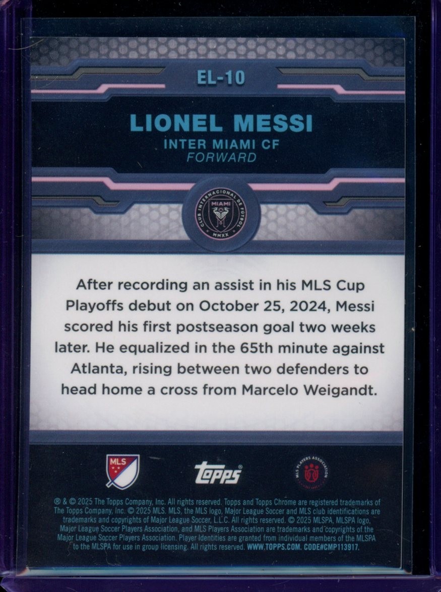 2025 Topps Chrome MLS Elimination #EL-10 Lionel Messi Purple /75 view 2