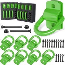 8 Pack 1/2" Trailer D Rings Tie down Anchors Green Heavy Duty Steel Bolt-On Forg