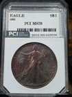 1995 Silver Eagle MS70 American Dollar Toner Monster Toning PCI MS 70