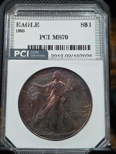 1995 Silver Eagle MS70 American Dollar Toner Monster Toning PCI MS 70