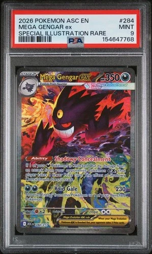 MEGA GENGAR EX Ascended Heroes Special Illustration Rare #284 PSA 9 Pokemon