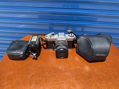 Yashica FX-2 35mm Film Camera W/ ML 50mm F1.7 Lens Flash & Cases Tested Working