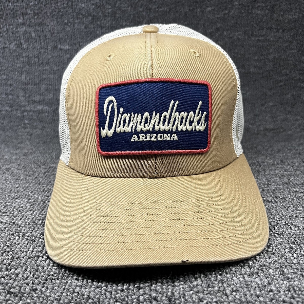 New '47 Arizona Diamondbacks Flag Fill Trucker Snapback Hat Tan White Mesh