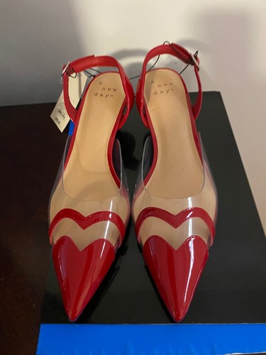 NUOVISSIMI TACCHI A SPILLO DONNA TAGLIA 9 UN NUOVO GIORNO ROSSO ELEANOR SLINGBACK GATTINO - Foto 5 di 8