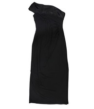 Ralph Lauren Womens One-Shoulder Ruched Sheath Dress, Black, 2