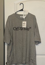 Off-White All Seasons Men's Gray Cotton Jersey Logo Crew Neck T-Shirt