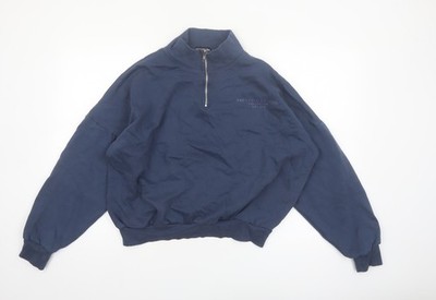 PrettyLittleThing Damen Sweatshirt blau 1/4 Zip Gr. S Baumwollmischung