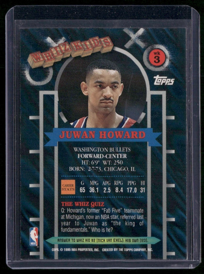1995-96 Topps #WK3 Juwan Howard Whiz Kids - Image 2 of 2
