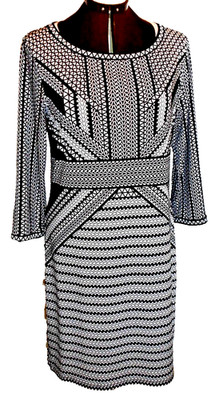 MAX STUDIO, L - 40-42, 3/4 Arm-Kofferkleid, Schwarz/Weiß-Muster, wie NEU - TOP!