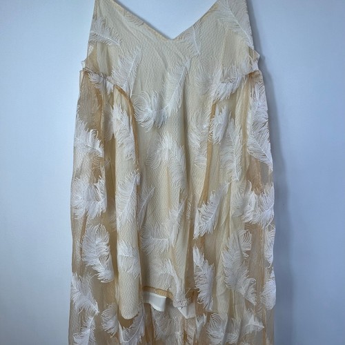Revolve Line & Dot Feather Overlay Maxi Dress Size S NEW - Picture 5 of 8