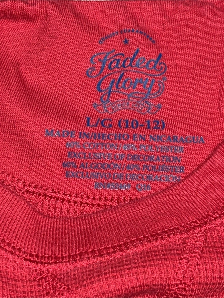 Camisa roja de manga larga con cuello redondo Faded Glory para niños talla L (10-12) usada Foto 3 de 4