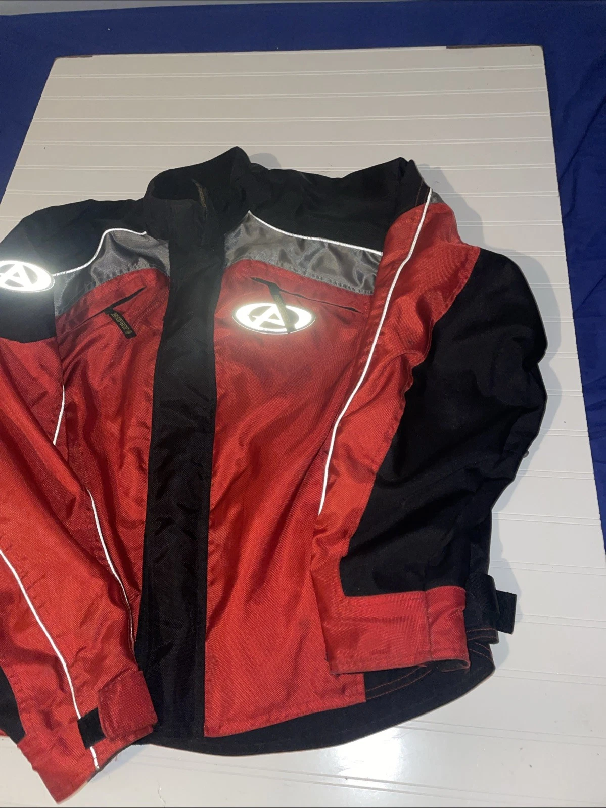 AGV Sport Motorcycle Jacket Men's XL Black Red Zip Heavy Nylon Polyester - product detail image 5