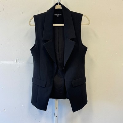 Central Park West New York Women's Black Sleeveless Blazer Vest Career Small