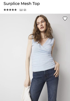 #ad New With Tags Size M WHBM Surplice Mesh Top Ruched Sleeveless Retails for $89 $35.00