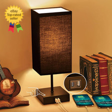 Table Lamp for Bedroom 3 Way Dimmable Touch Bedside Lamp Small Lamp with 2 USB