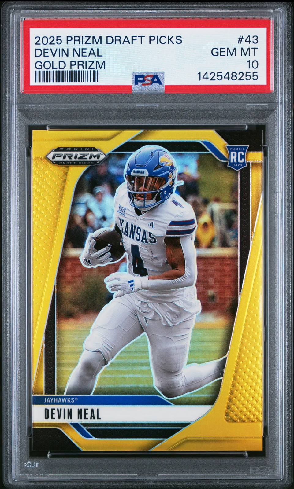2025 Panini Prizm Draft Picks Devin Neal #43 PSA 10 Rookie Gold Prizm 1/10 Pop 1