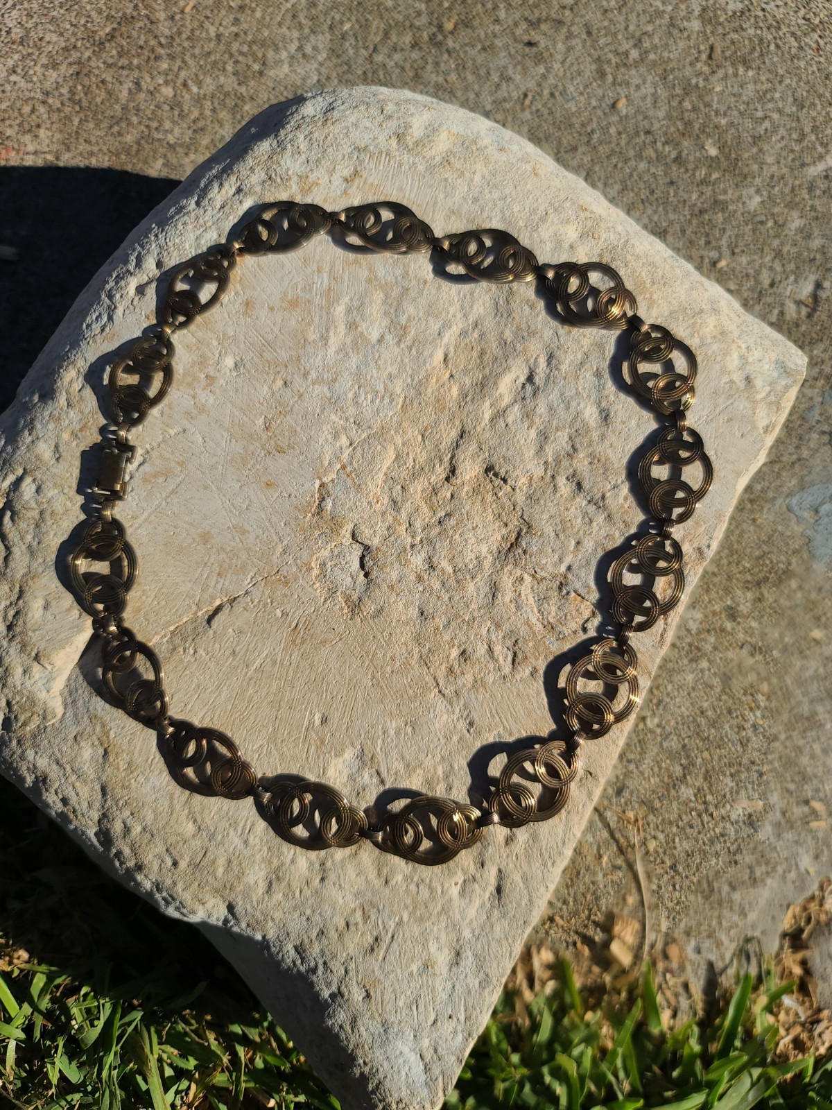 Vtg Sterling 925 Solid Silver Circle Link Choker … - image 3