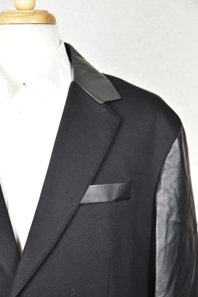 GIANNI VERSACE Hombre Neopreno Cuero Chaqueta Abrigo 56/46 EE. UU./3XL Nuevo $2500 Foto 3 de 4