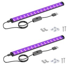 2 Pack 10W LED Black Light Bar, 1ft, USB Blacklight Tube, Blacklight Bars wit...