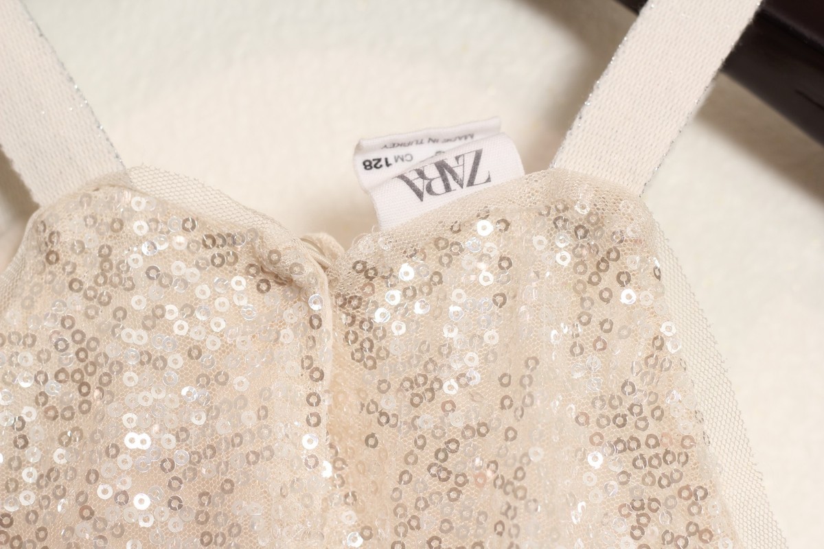 ZARA dress girl size 8 Ivory/White sequined sparkle dress | eBay