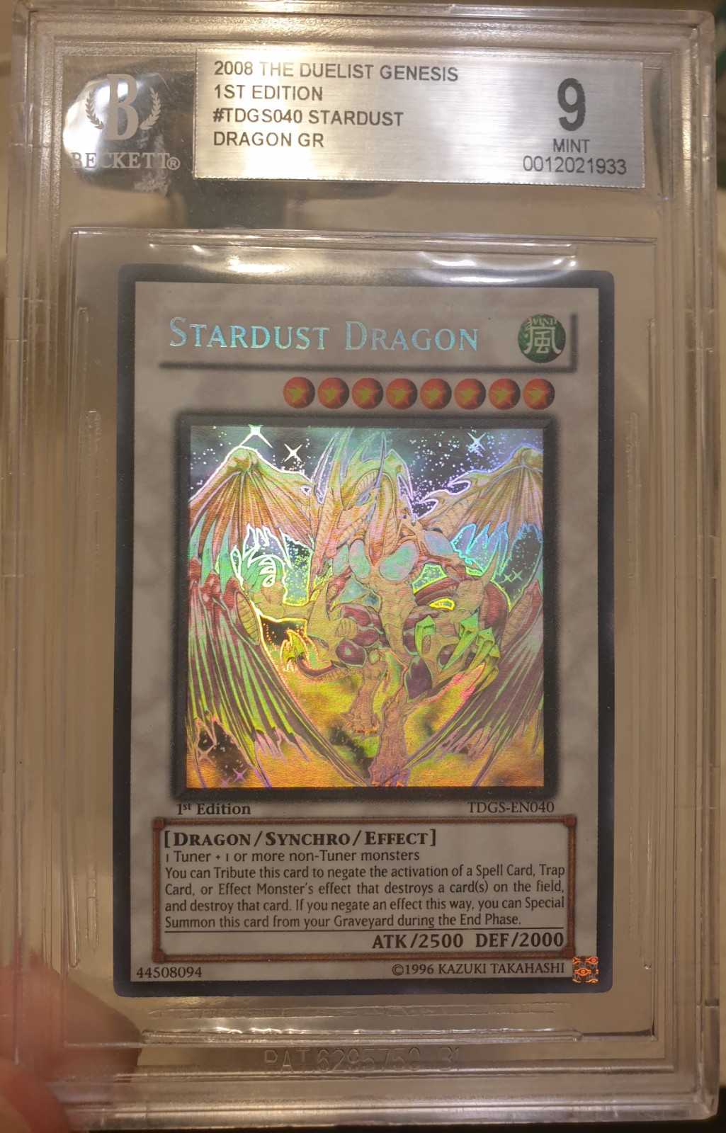 Stardust Dragon Yugioh 2008 TDGS-EN040 Ghost Rare 1st Edition Bgs 9