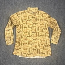 Woolrich Shirt Mens Large Flannel Western Native American Deer Pine AOP