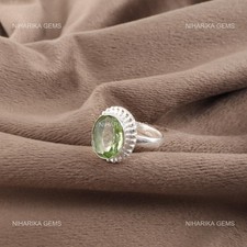 Green Amethyst Gemstone 925 Sterling Silver Statement New Solitaire Ring Jewelry