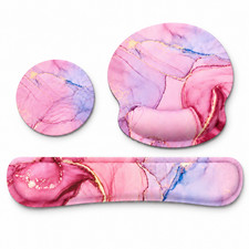 3Pcs Keyboard  Mouse Wrist Rest Pad Set Memory Foam Non-Slip Support w/ Coaster