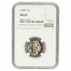 1934 Buffalo Nickel 5C NGC MS 65