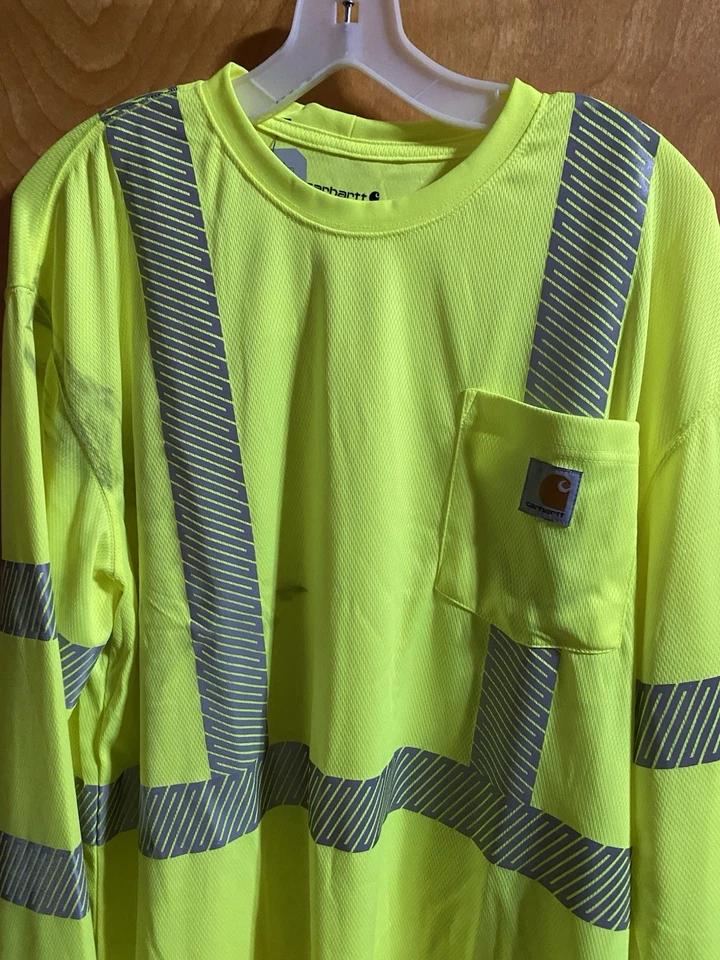 CAMISA MANGA LARGA AMARILLA CARHARRT NUEVA CON ETIQUETAS PARA HOMBRE TALLA LG FUERZA ALTA VISIBILIDAD LEER Foto 3 de 4