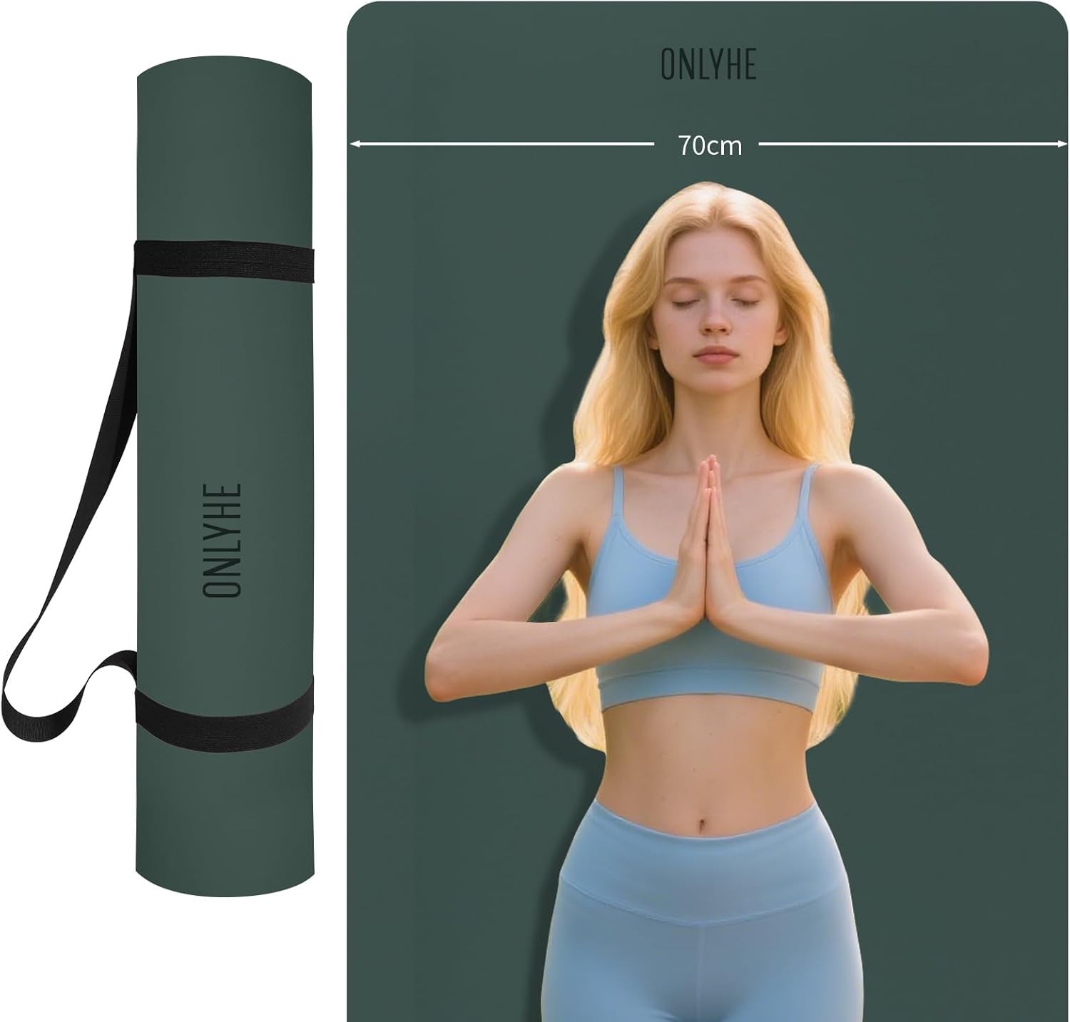 Extra Wide 66Cm 8Mm Thick TPE Yoga Mat Lightweight Fitness Exercise Mat