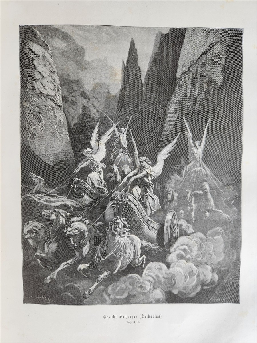 1870s BIBLE GUSTAVE DORE LLUSTRATED 2 VOLUMES MASSIVE FOLIO