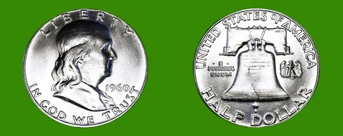 1960-P HIGH-BU+++ LOWEST 60S MINT (KEY) 50C. SILVER FRANKLIN HALF DOLLAR MS+++