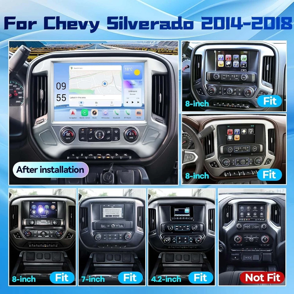 13.1"For Chevrolet Silverado 2014-2018 Android 13 Apple Carplay Stereo Radio GPS Foto 2 de 4