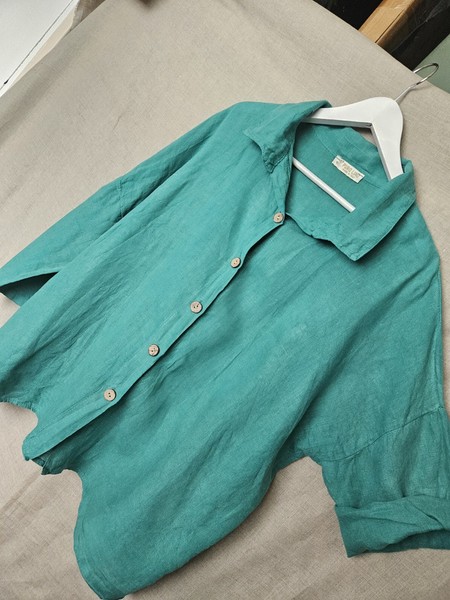 Puro Lino 100% Italian Linen 3/4 Length Sleeved Shirt XL Lux Chic