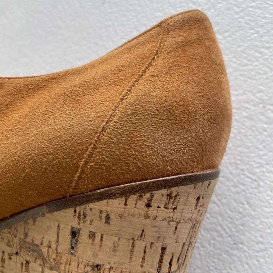 Gianvito Rossi Gamuza Corcho Punta Abierta Zapatos Plataforma Con Cordones Naranja/Beige Mujer 37 Foto 4 de 4