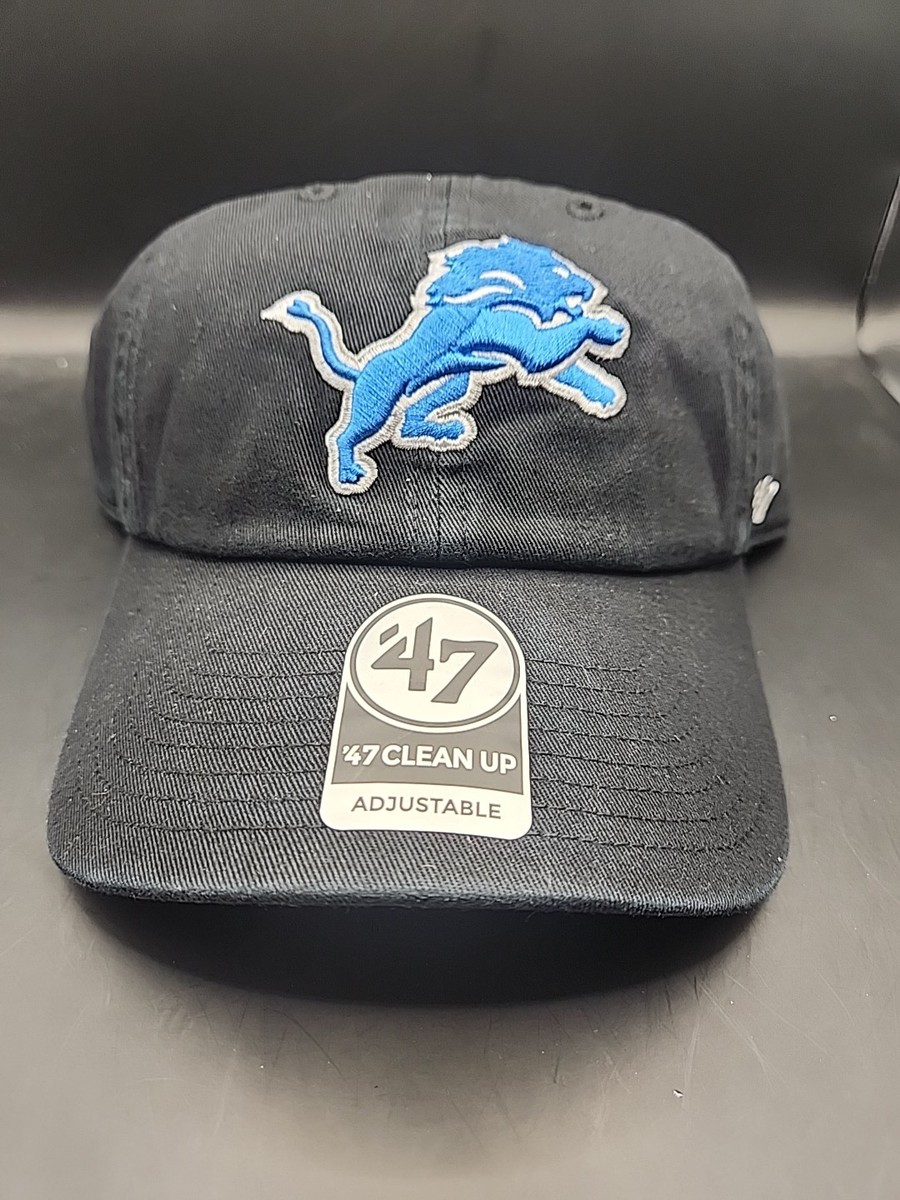 Detroit Lions '47 Brand Clean-Up Adjustable Black Hat W/Logo
