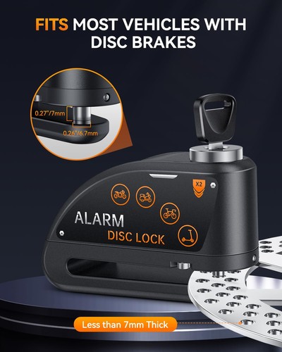 Lucchetto Disco Moto con Allarme, Lucchetto Scooter Elettrico Resistente Antifurto... - Foto 5 di 9