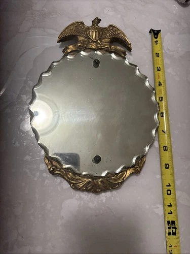 1930s American Federal Eagle Shield Ornate Scalloped Wall Mirror VINTAGE USA