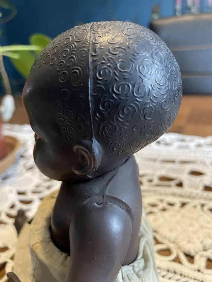 Baigneur poupon celluloïd noir Petitcolin France 25 cm années 50 - Photo 4/4