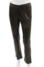 Ralph Lauren Women Leather Pants Brown Zip 29in Inseam Size 2