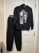 Messi Collection Kids Black Graphic Hoodie and Pants Set Size L 10/12 