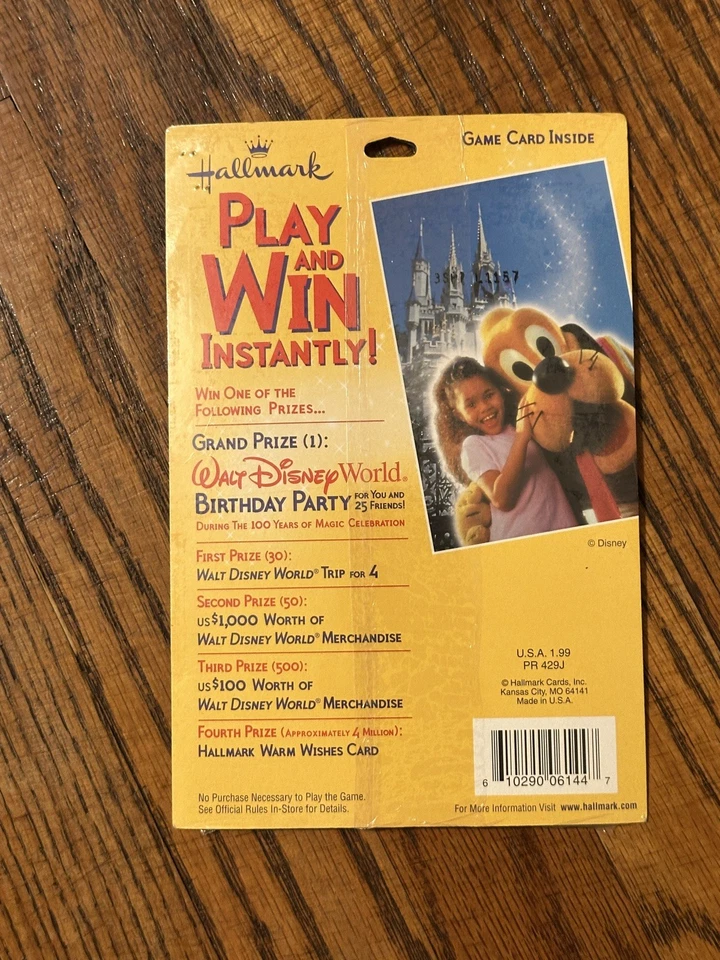 RARE Vintage Hallmark Disney Winnie The Pooh “Play & Win Instantly” - Image 2 of 2