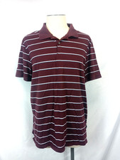 Calvin Klein CK Liquid Touch Polo Shirt Mens XXL Burgundy Striped Golf Casual
