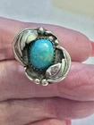 Vintage Navajo Turquoise Sterling Silver Ring Sz 7 Signed LS