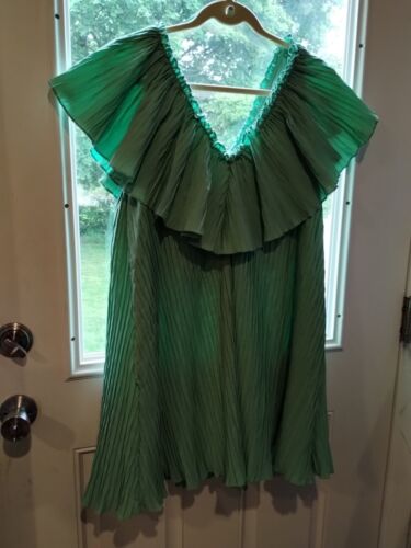 Zara Green Pleated Off Shoulder Mini Dress Large - image 1