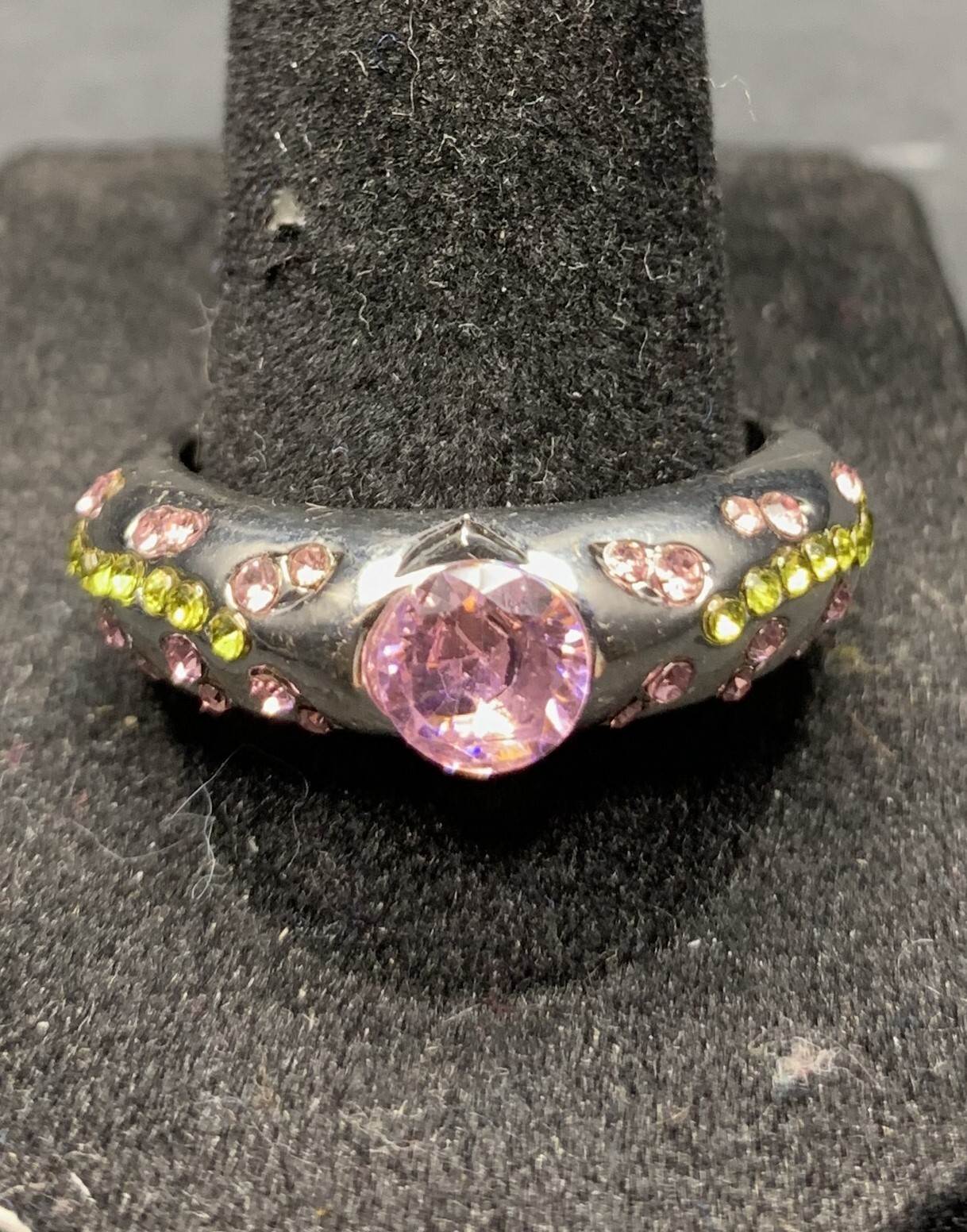Vintage Estate Antique Silver Tone Rhinestone CZ Ring - Size 9