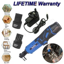 3/8'' Cordless Ratchet Right Angle Wrench Impact Power Tools 2x Li-ion Battery