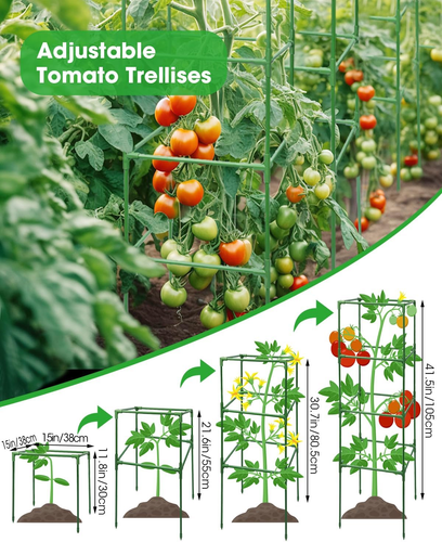 3 Pack Tomato Cage Square, Tomato Cages for Garden Heavy Duty, Trellis for Raise - Picture 3 of 9